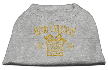 Golden Christmas Present Dog Shirt Grey XS